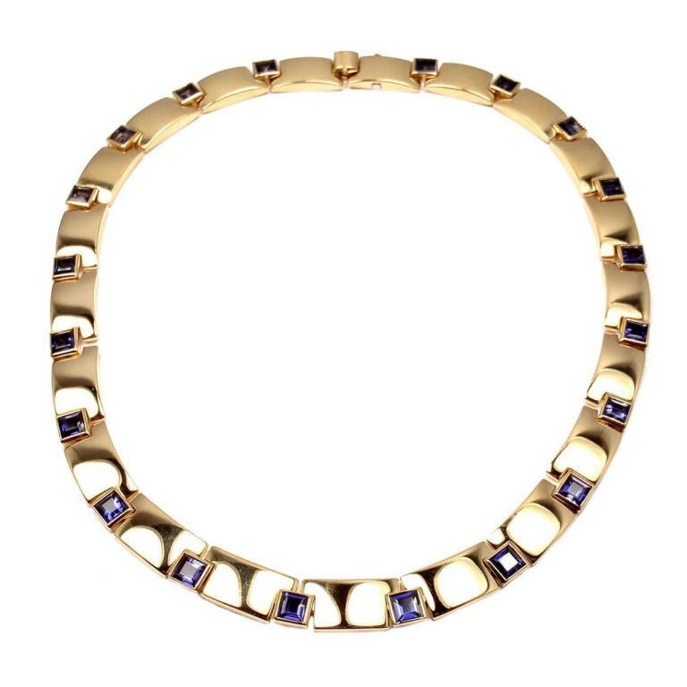 "Rare" Vintage Chaumet Paris Iolite 18K Yellow Gold Choker Necklace